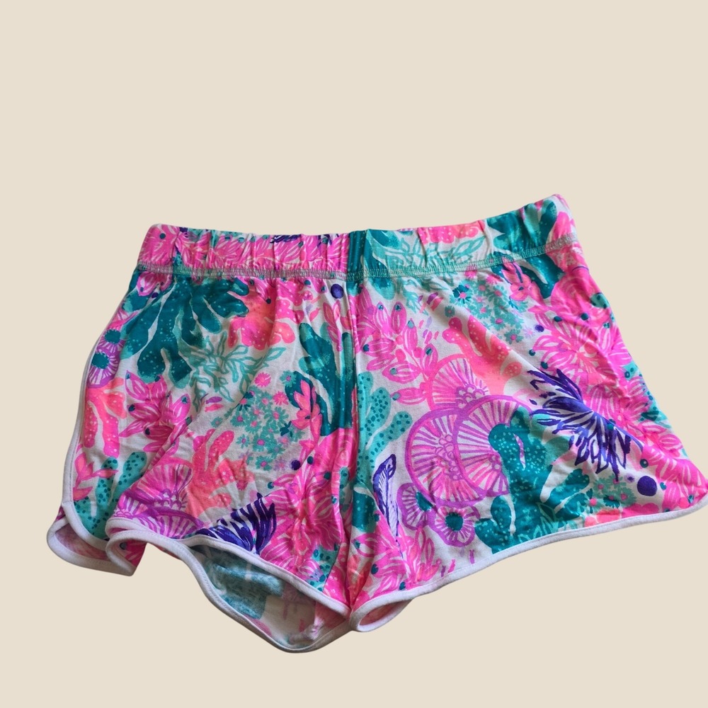 Lilly Pulitzer Womens Pajama Shorts Size XXS Pink Tropical Floral Carnivale Knit